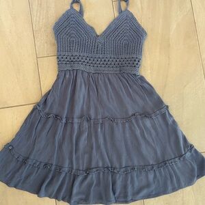 Ladies Streetwear Society Light Blue Knit Crochet Dress